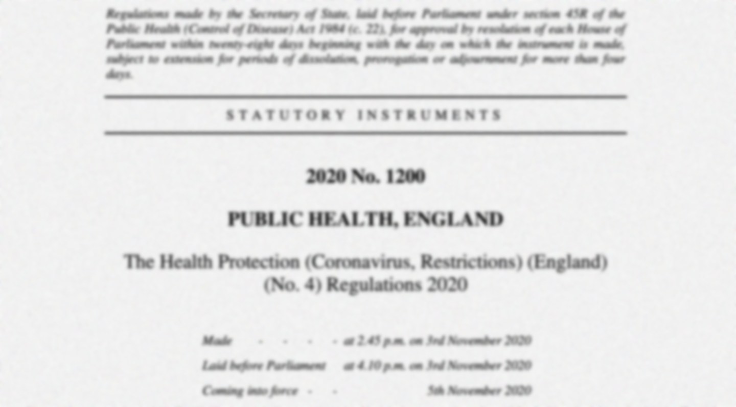 Snapshot of the November 2020 Public Health England legal document